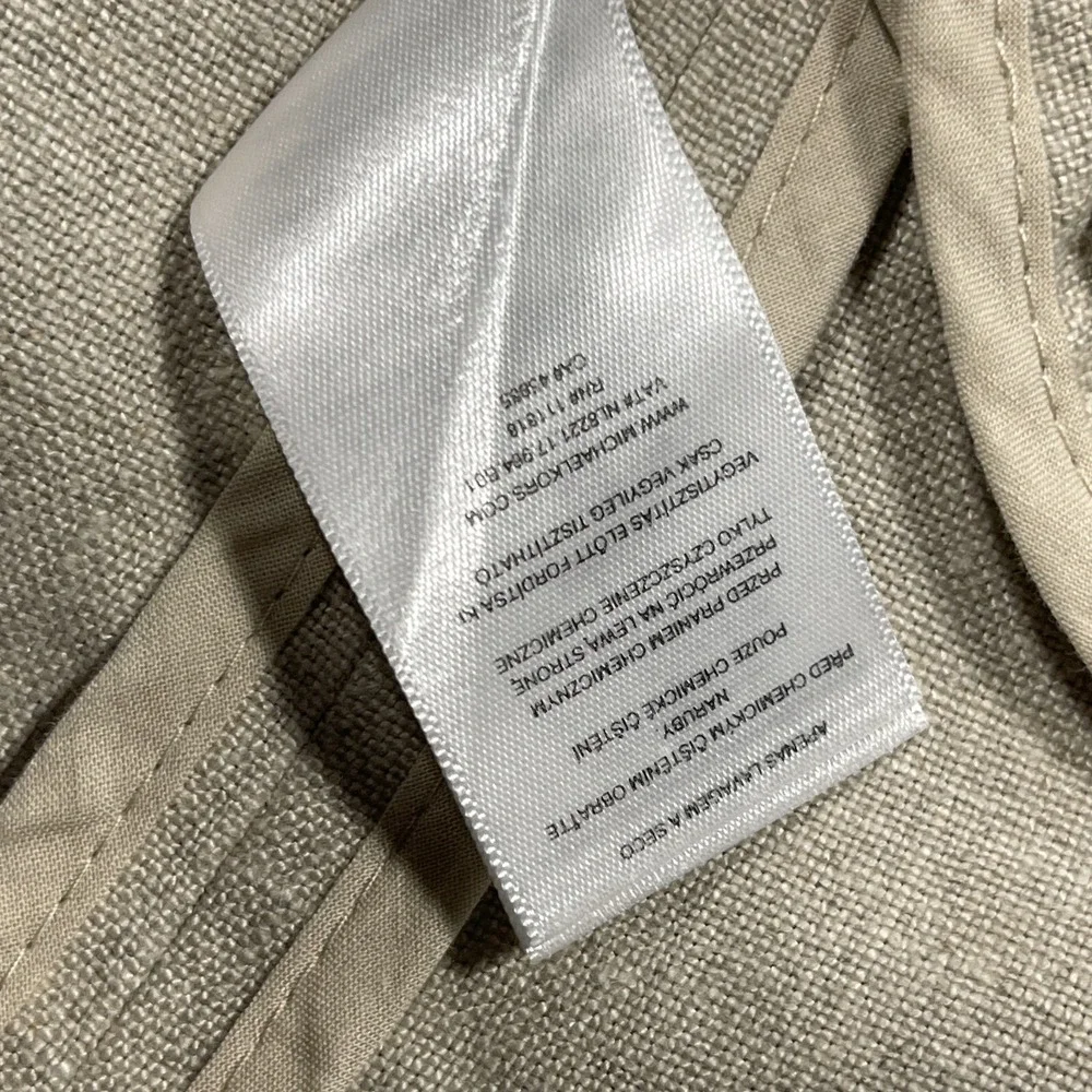 Michael Kors Linen Blazer Women 10 Regular Ruched Sleeve Beige Minimalist Summer